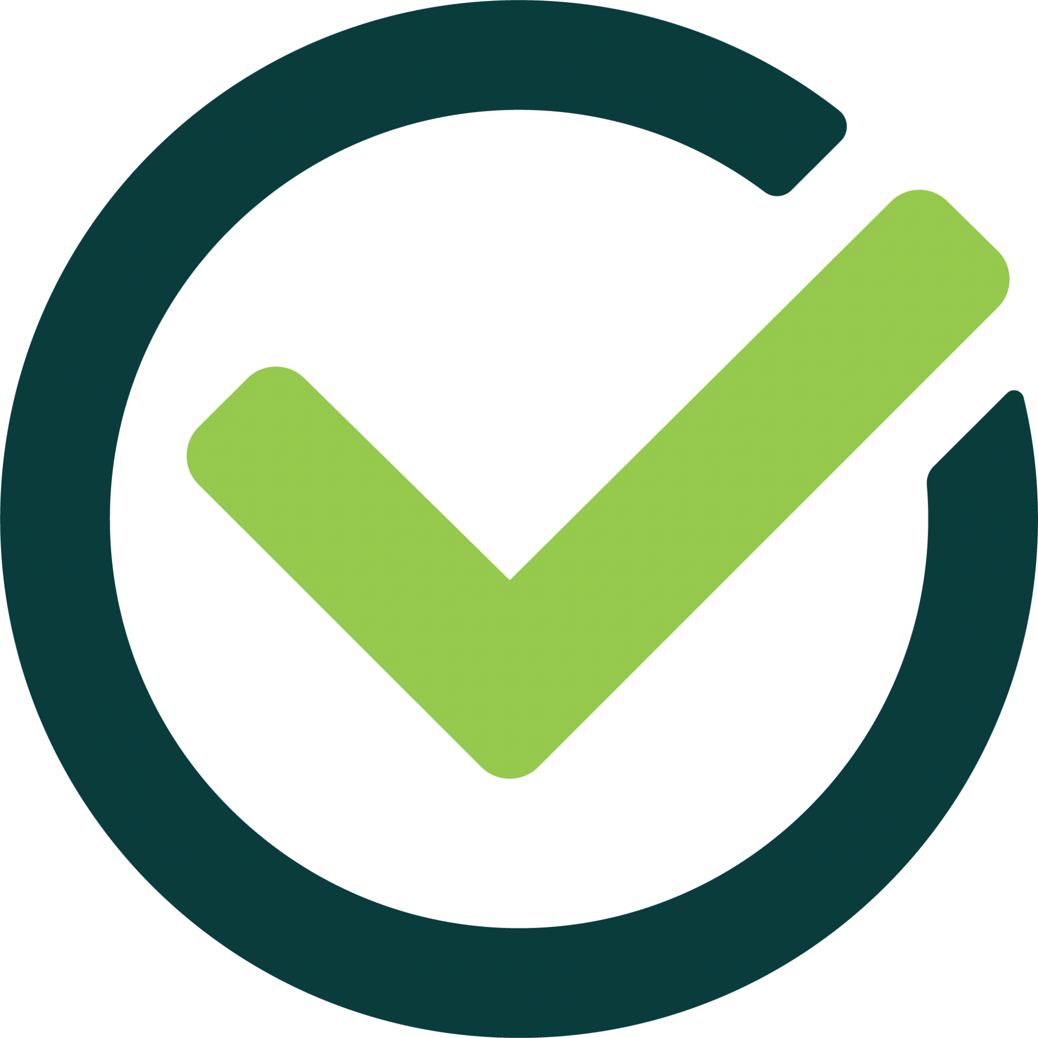 Green checkmark in blue circle