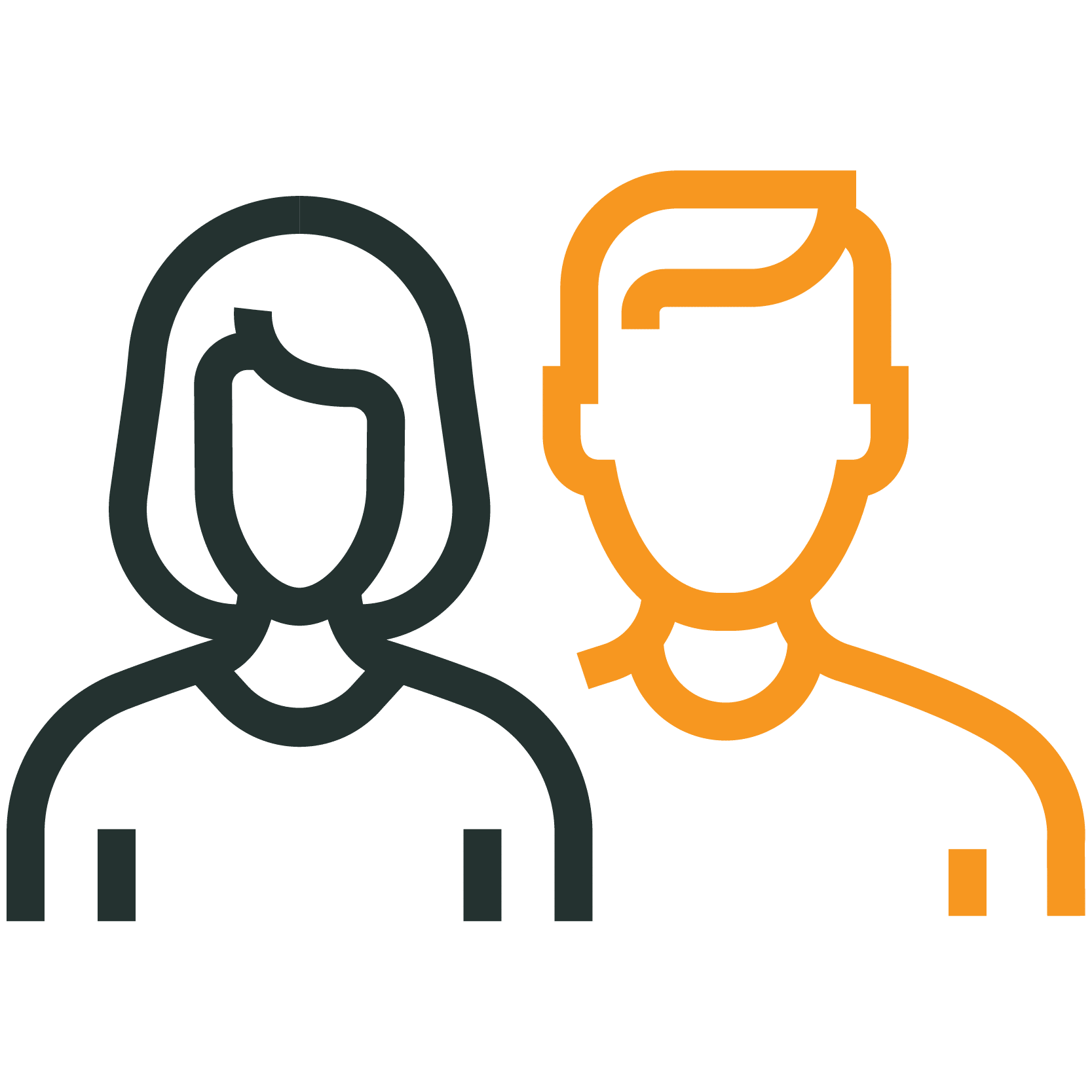 Icon of a woman and man side-by-side
